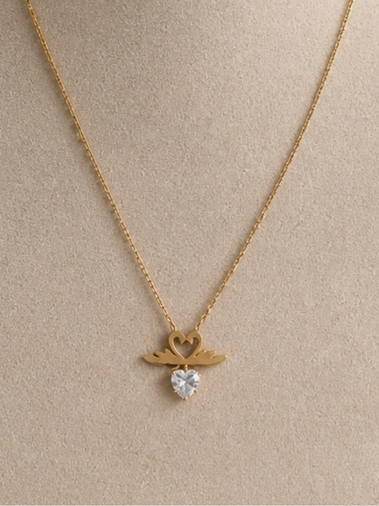 Other Jewelry - Gold Swan Necklace Heart Crystal Pendant Elegant Summer Jewelry Gift for Women